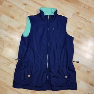 Vintage Ralph Lauren Reversible‎ Green/Blue Hunting Utility Vest Womens Sz M